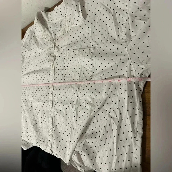 J.Jill White And Black Polka Dot Button Down Oversized Blouse - Picture 4 of 11